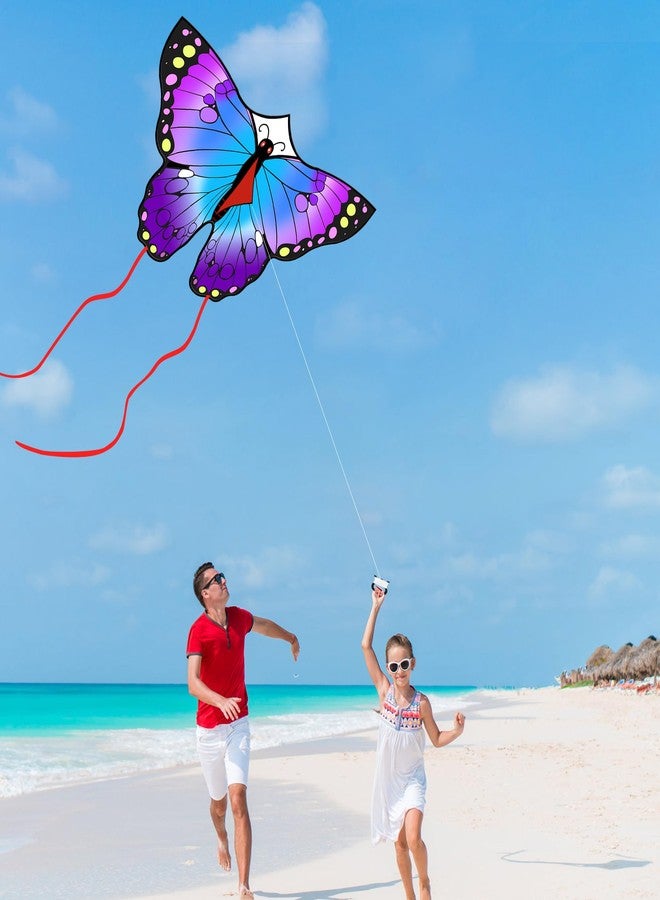 Crogift Kite, Butterfly Kites for Kids Ages 4-8 8-12 & Adults, Extremely Easy to Fly for Beginner, Kite with 328ft Line Handle, for Outdoor Activities & Family Trip Easter Gifts (Purple) - Image 3