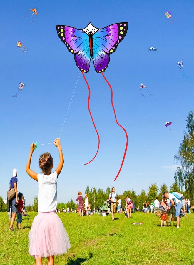 Crogift Kite, Butterfly Kites for Kids Ages 4-8 8-12 & Adults, Extremely Easy to Fly for Beginner, Kite with 328ft Line Handle, for Outdoor Activities & Family Trip Easter Gifts (Purple) - Image 4