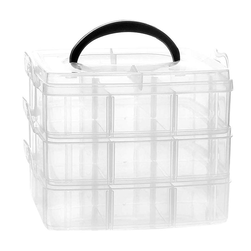 Black Olive Jewellery Organisers Plastic Box With Handle & 3 Layer 18 Grid Square - Portable, Transparent Storage Organizer & Detachable Box - Use For Jewellery, Sewing, Buttons, Earrings (Multicolor) - Image 5