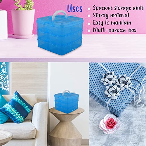 Black Olive Jewellery Organisers Plastic Box With Handle & 3 Layer 18 Grid Square - Portable, Transparent Storage Organizer & Detachable Box - Use For Jewellery, Sewing, Buttons, Earrings (Multicolor) - Image 4