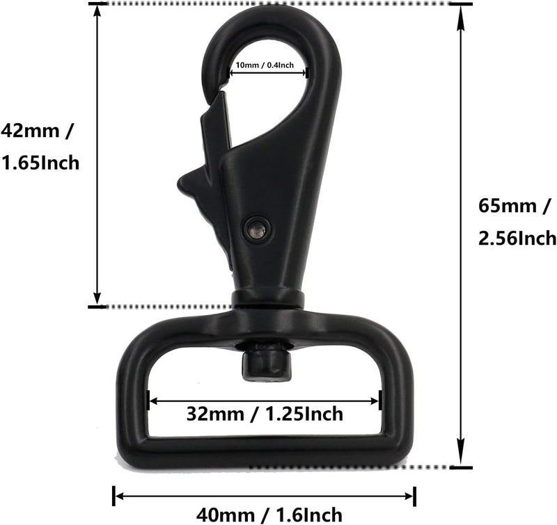 BIKICOCO 1-1/4'' Swivel Trigger Tilt & Bump Thumb Knob Bolt Snap Hook Lobster Claw Clasp Clip, Black - Pack of 10 - Image 2