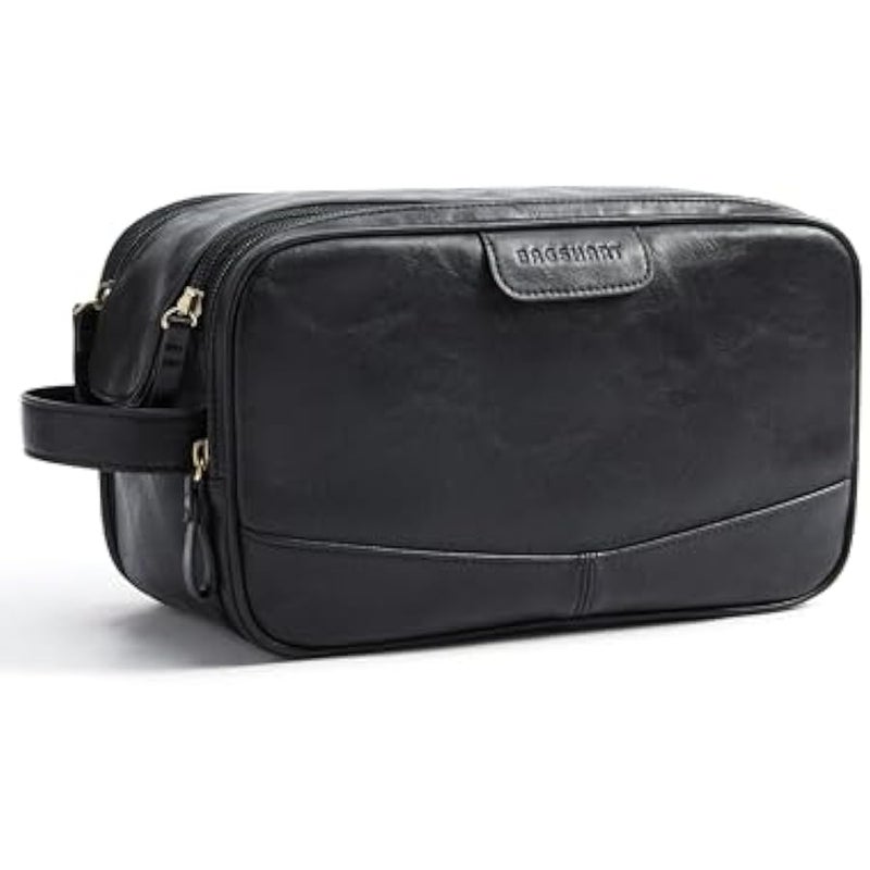 باج سمارت شنطة ادوات الزينة للرجال، شنطة سفر من الجلد الصناعي لمستحضرات التجميل، شنطة حلاقة مقاومة للماء للحمام - اسود - Image 1