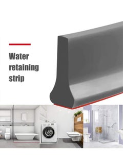 Generic Collapsible Threshold Water Dam,Self-Adhesive Shower Barrier Bathroom And Kitchen Stopper,Home Retention System,Waterproof Flow Block Seal Strip,Gray 1M  - Image 2