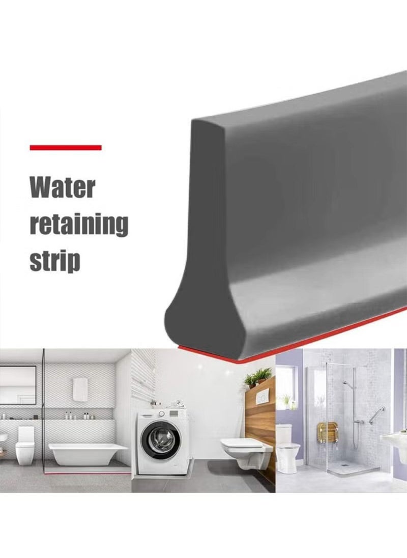 Generic Collapsible Threshold Water Dam,Self-Adhesive Shower Barrier Bathroom And Kitchen Stopper,Home Retention System,Waterproof Flow Block Seal Strip,Gray 1M  - Image 2