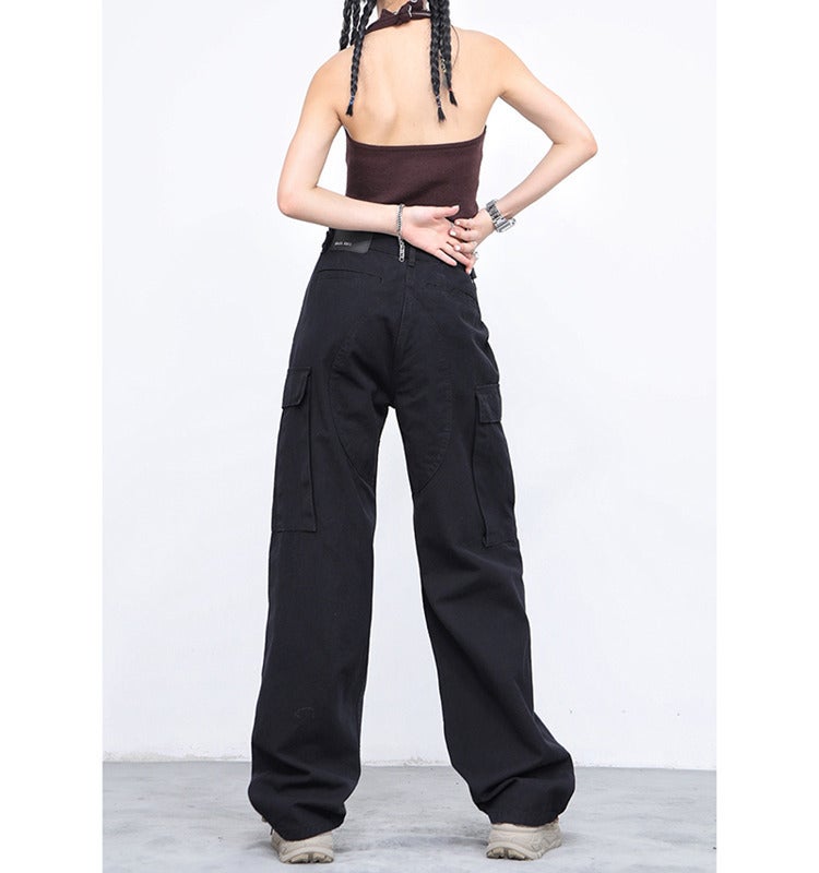 American high street large pocket workwear casual pants men and women fashion brand long pants summer couple loose all-match wide leg pants - Image 5