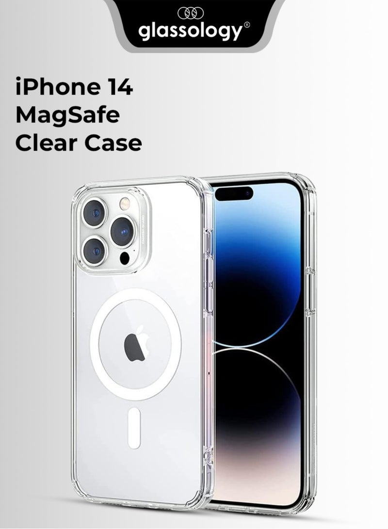 glassology iPhone 14 Magsafe Case 6.1 Inch Slim Thin Magnetic Case Yellowing-Resistant, Anti-Drop Shock Absorption, Anti-Scratch and Hard Back Crystal Case Cell Phone Cover Compatible with iPhone 14 - Image 1