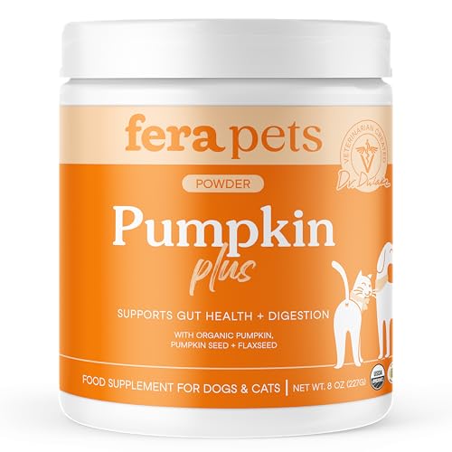 Fera Pets Cat & Dog Pumpkin Plus - Fiber Supplement - USDA Organic - Supports Gut & Digestive Health - Promotes Regularity - 7 Sources of Fiber - 90 Scoops - Image 1