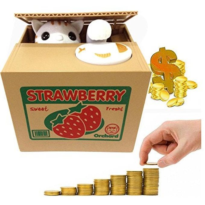 HmiL-U Toy Banks HmiL-U Automatic cat Stealing Coins Birthday&Christmas Gifts for Kids (Strawberry-Cat) - Image 2