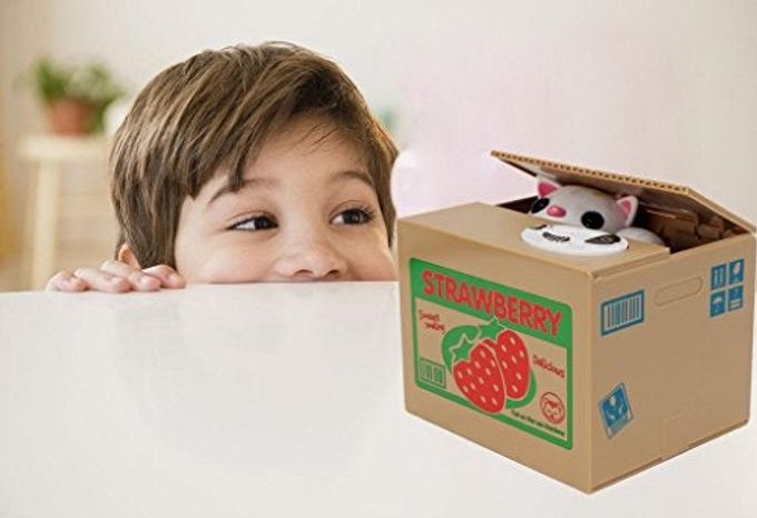 HmiL-U Toy Banks HmiL-U Automatic cat Stealing Coins Birthday&Christmas Gifts for Kids (Strawberry-Cat) - Image 3