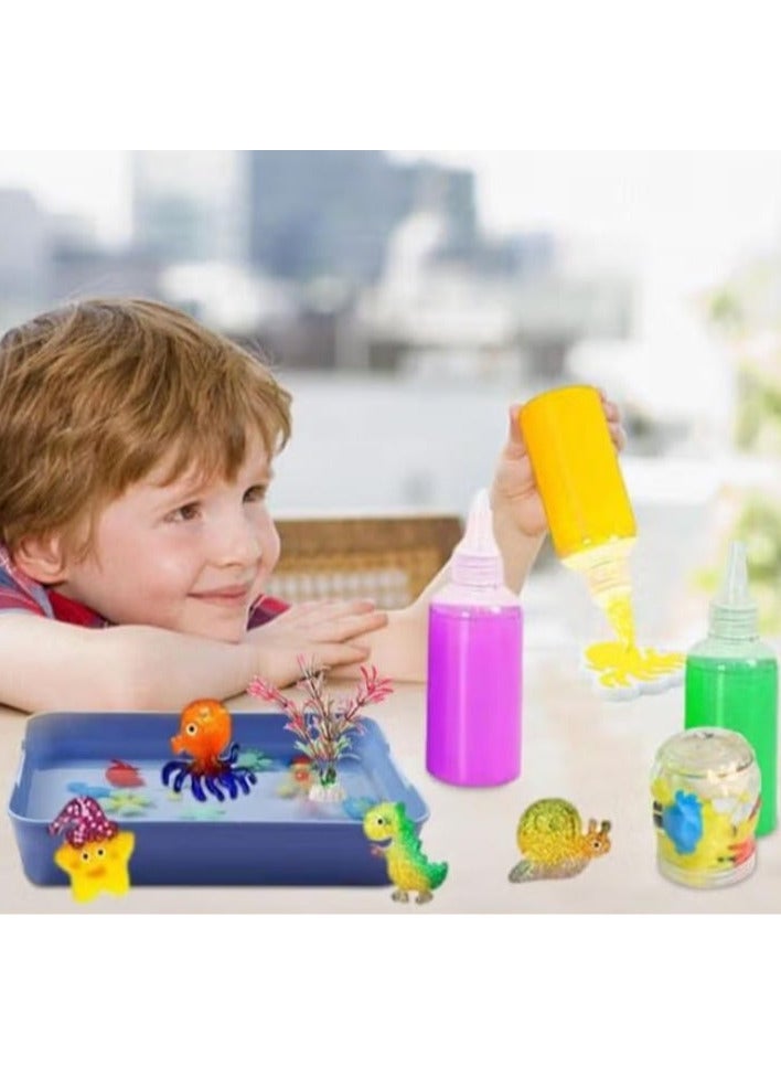 1st Choices New Magic Water Toys Set 3D Magic Water Toys 4 Colors 4 Shapes Plastic Bottle DIY Marine Life Saliva Gel - Image 1