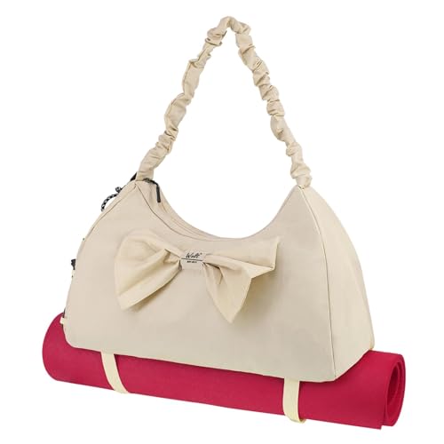 WOLT Gym Bag For Women, Beige Yoga Mat Bag with Shoes Compartment, Wet Pocket and Water Bottle Pocket - Image 1