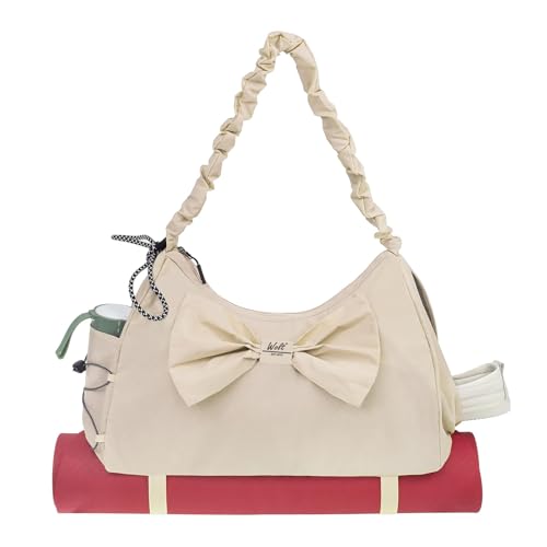 WOLT Gym Bag For Women, Beige Yoga Mat Bag with Shoes Compartment, Wet Pocket and Water Bottle Pocket - Image 2