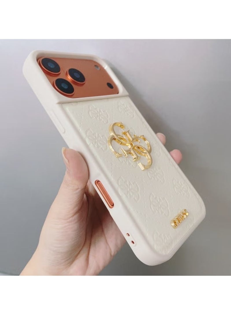 GUESS IPhone cover, with a logo and a leather design approved by the global brand Guess Guess quilted leather phone case Various models-White - Image 4