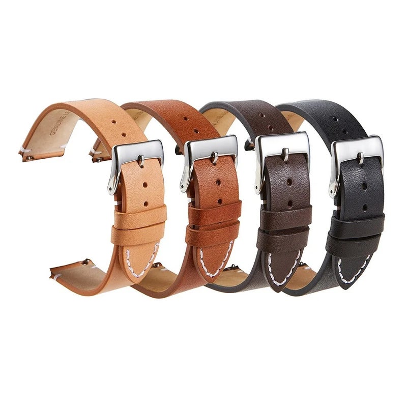 Bluejw Quick Release Genuine Leather Watch Band Replacement for Men and Women – 16mm 18mm 20mm 22mm 24mm Vintage Watch Strap, Easy to Replace - Image 2