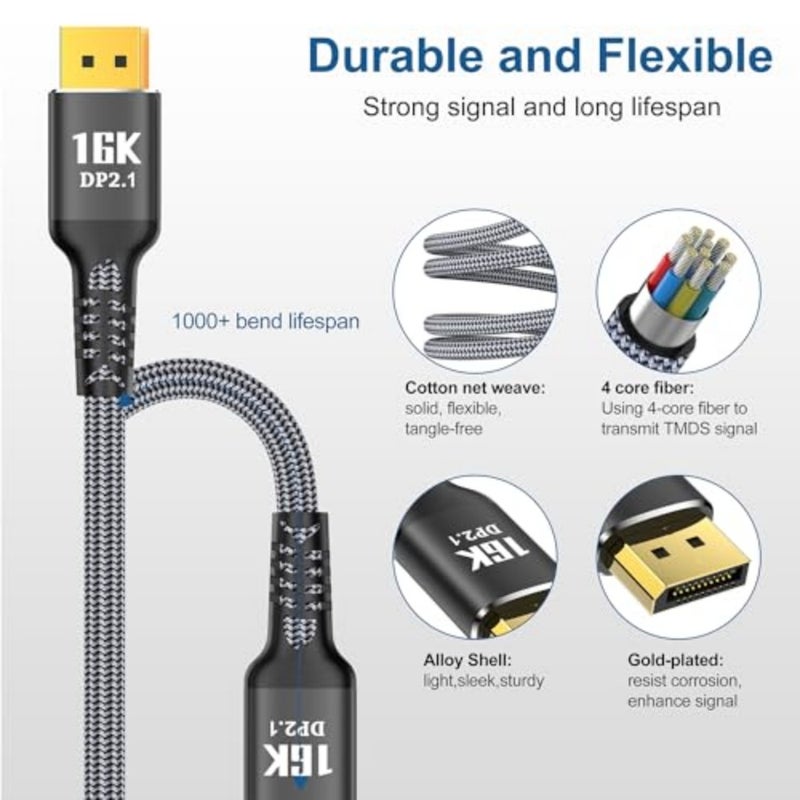 Half Lovely 3.05m cable display port type compatible with gaming monitor - Image 4