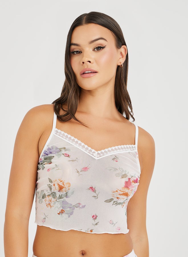 Styli Styli All-Over Floral Print Mesh Cami and Shorts Set  - Image 2