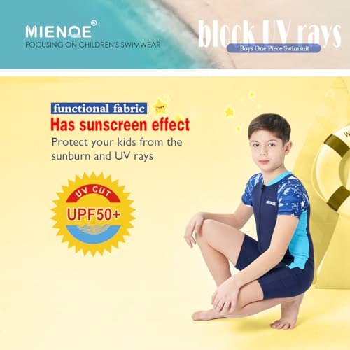 MIENOE Boys Swimsuit One Piece Kid Swimsuit Boys Water Sport Short Swimsuit UPF 50+ Sun Protection Bathing Suits Dark Blue - Image 4