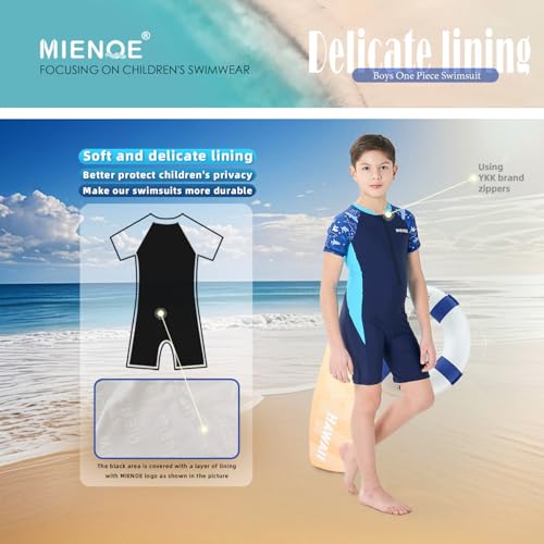 MIENOE Boys Swimsuit One Piece Kid Swimsuit Boys Water Sport Short Swimsuit UPF 50+ Sun Protection Bathing Suits Dark Blue - Image 5