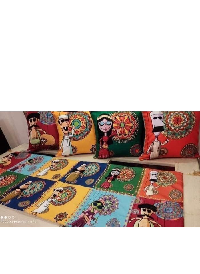 Ramadan and Runner Finish High Quality Cushion 4 cushions Multicolour, size 40 cm * 40 cm, 1 runner, size 145 cm * 55 cm, new and exclusive, cushion printing, two sides - pzsku/Z18A5746F61CAAF81B8FEZ/45/_/1739268688/b85ad936-090a-4ec2-bb1a-e723f1d8a8e9