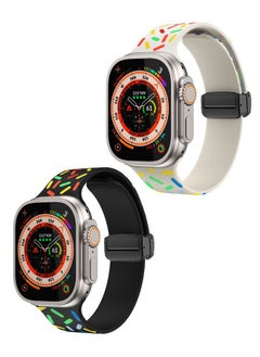 2 Pack Sport Bands Compatible with Apple Watch Band Soft Silicone Waterproof Strap Wristbands Compatible with iWatch Apple Watch Series 1/2/3/4/5/6/7/8/9/SE/Ulta/Ulta2(42/44/45/49mm)