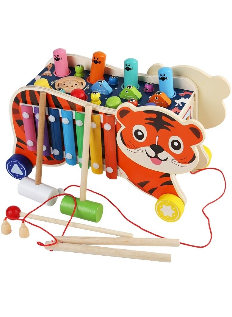 Toyland Multifunction Hammering Pounding Toy Montessori Toys Magnetic Fishing Game Worm Catching Clock Xylophone Early Development Activity Learning Toddler Toys - Image 1