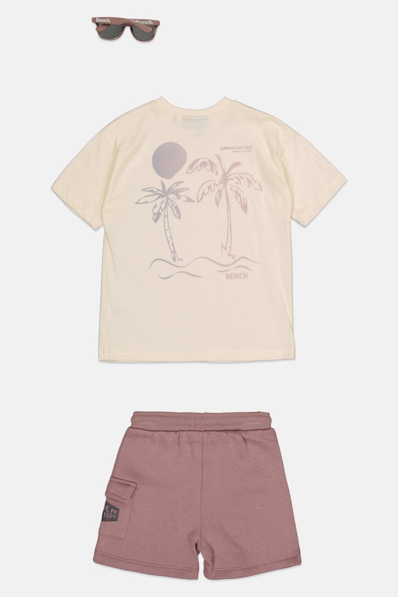 Bench Kids Boy 3 Pieces Short Sleeve Graphic Print Tops And Bottom With Sunglasses Set, Multicolor - Image 3