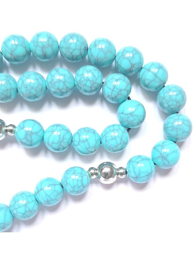 Unique Handmade Fayrouz Beads with Metal Separators Rosary, 33 Beads (10mm), Meditation & Positivity Gift with Gift Bag - Image 2