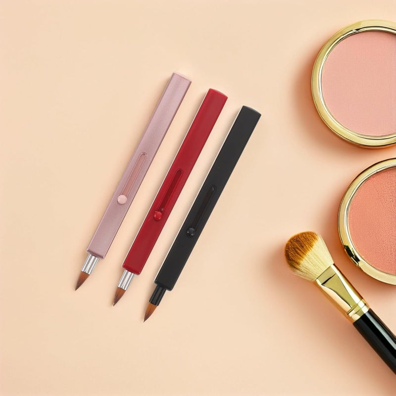 3pcs Retractable Lip Brush Set with Cap, Nylon Double-ended Lipstick Applicator for Women, Portable Makeup Tool for Travel and Home Use - Image 5