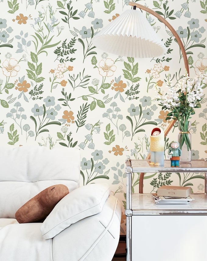 FLORAL WALL PAPER PEEL AND STICK WALLPAPER BOHO LEAF CONTACT PAPER FOR DRAWERS CABINETS SELF ADHESIVE REMOVABLE WALLPAPER FOR BEDROOM BATHROOM WATERPROOF BOTANICAL GREEN173 X197
