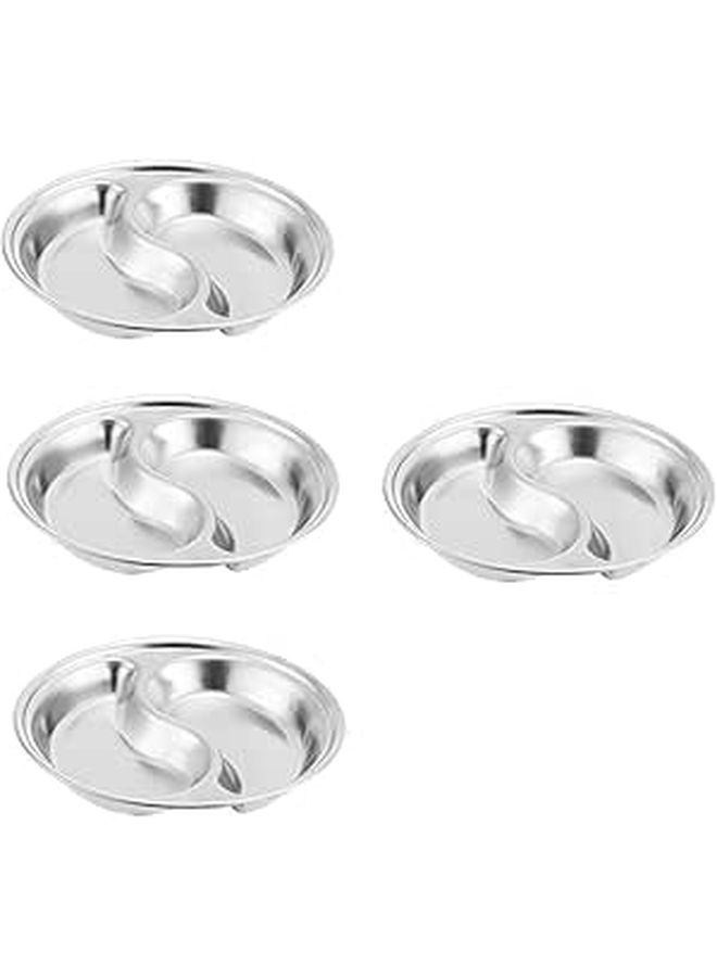 4 Pcs Stainless Steel Divided Dipping Bowls For Sauces Condiments And Appetizers - Image 1