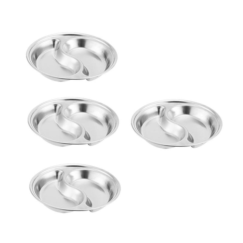 4 Pcs Stainless Steel Divided Dipping Bowls For Sauces Condiments And Appetizers - Image 2
