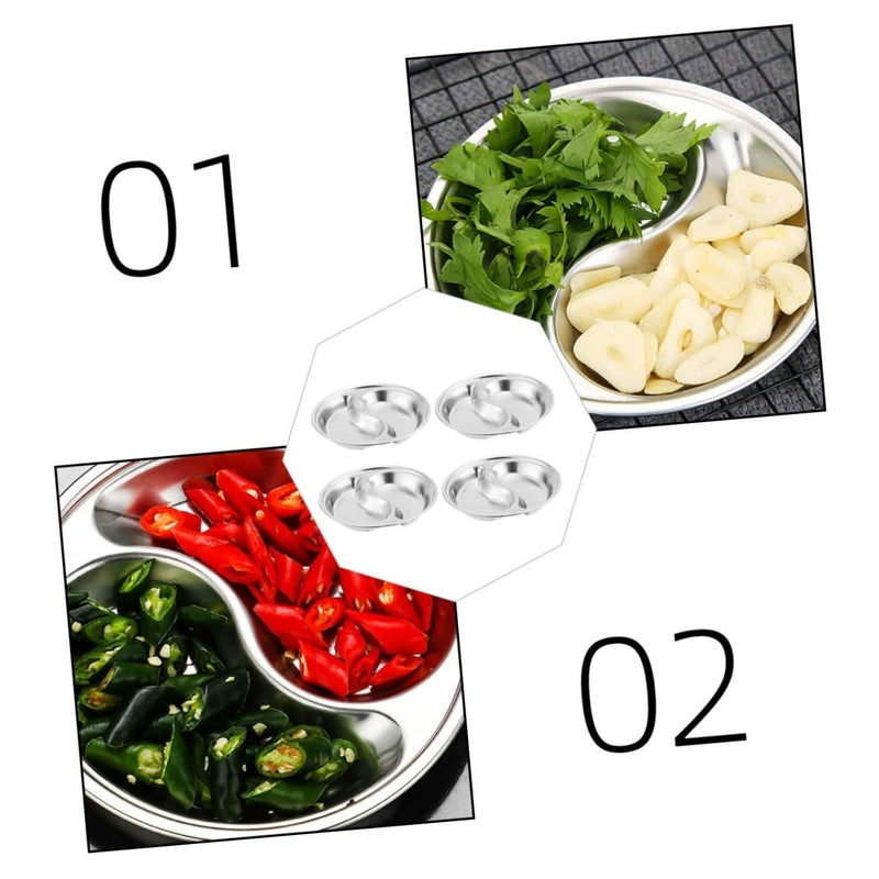 4 Pcs Stainless Steel Divided Dipping Bowls For Sauces Condiments And Appetizers - Image 5