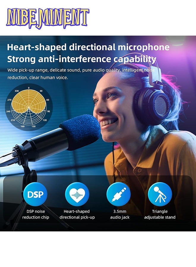 NIBEMINENT HD Gaming Audio Mixer Rechargeable Audio Interface RGB Mixer with XLR Mic Interface 48V Phantom Power for Podcast/Recording Black - Image 4