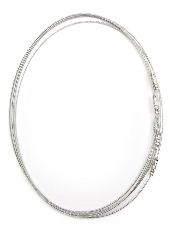 ALL in ONE 10pcs Steel Wire Choker Necklace Screw Clasps (Silver) - Image 1