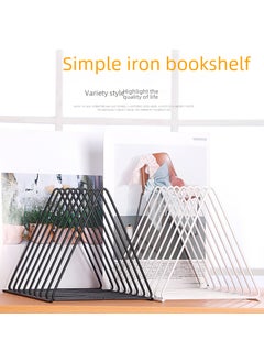 Iron book stand simple creative book stand student creative decoration storage book holder office stand book stand cross-border goods Triangle White small size 16*19*18 Triangle White small size 16*19*18