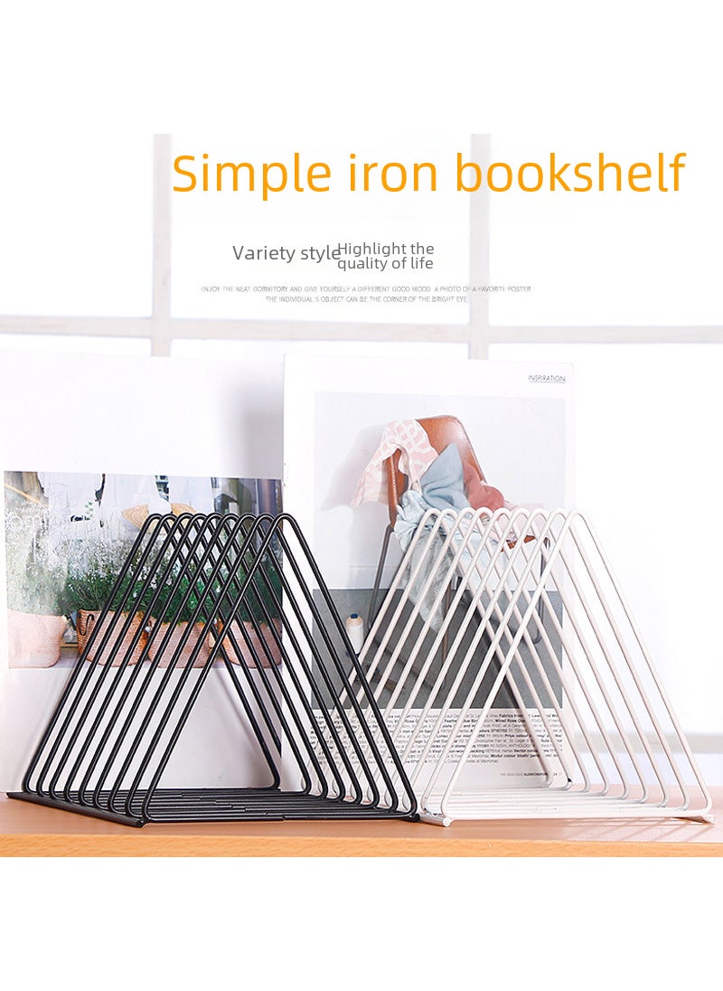 Generic - Iron book stand simple creative book stand student creative decoration storage book holder office stand book stand cross-border goods Triangle White small size 16*19*18 Triangle White small size 16*19*18 - Image 1