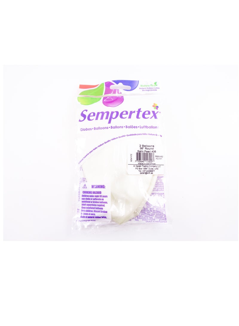 Sempertex 2 pcs, 36" Round Balloons, Satin Pearl, Latex Balloons - Image 2