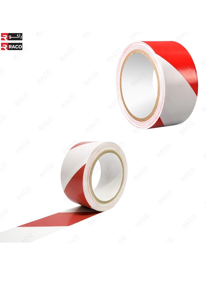 RACO Beorol Warning Tape | Self-Adhesive Warning Tape for Construction Site Marking 50mm x 33m | Ideal for Home, Warehouse, Factory, School, and More (Red/White) - Image 4