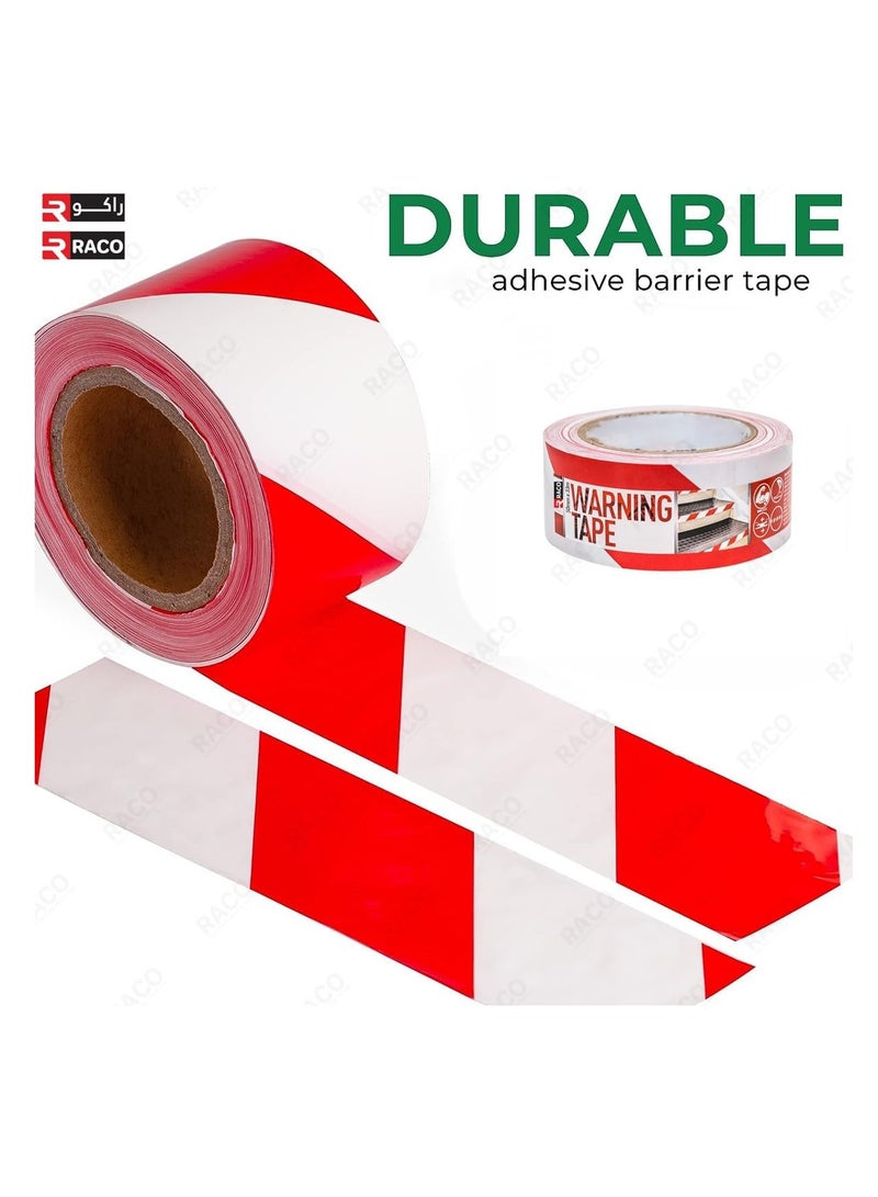 RACO Beorol Warning Tape | Self-Adhesive Warning Tape for Construction Site Marking 50mm x 33m | Ideal for Home, Warehouse, Factory, School, and More (Red/White) - Image 5