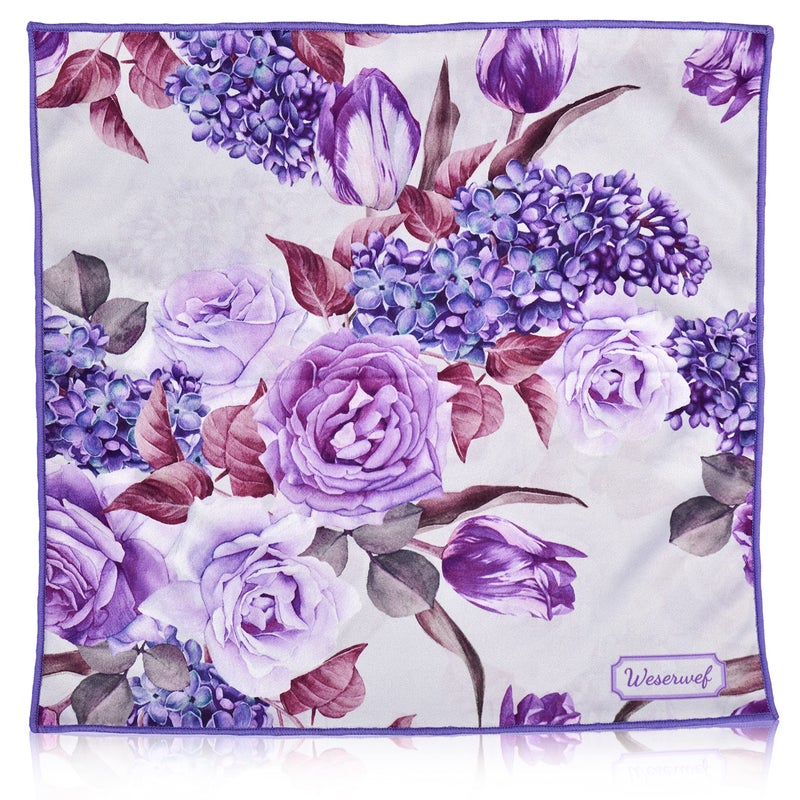 Weserwef Design Microfiber Glasses Cleaning Cloth - Premium Cleaning Cloth For Eyeglasses  Screens  Tablets  Cameras & Lenses  12"" X 12""  Ultra-Soft & Scratch-Free (Rose And Lilac) - Image 1
