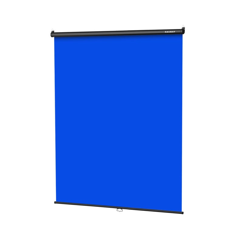 RAUBAY Retractable Pull Down Blue Screen 598 x 866 Collapsible WallMount Background for Professional Video Production Chroma Key Backdrop for YouTube TikTok Streaming Video Conferencing - Image 2