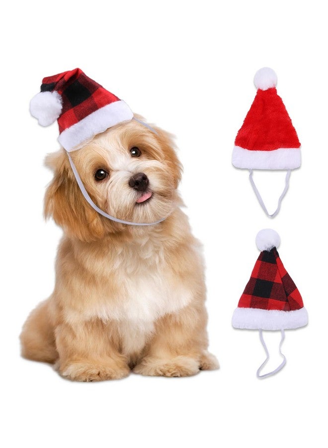 قطعتان من عصابة رأس على شكل قطة وكلب وقبعة سانتا لعيد الميلاد وحفلات العطلات باللون الأحمر اللطيف ومستلزمات الديكور والإكسسوارات - Image 1