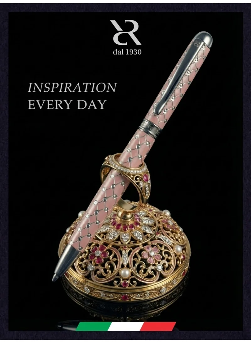 Ancora Ancora Rapide Faber “Chrome” – Luxury Ballpoint Pen Inspired by Fabergé Masterpieces | Handcrafted in Italy (Faber “Chrome” – Rose)