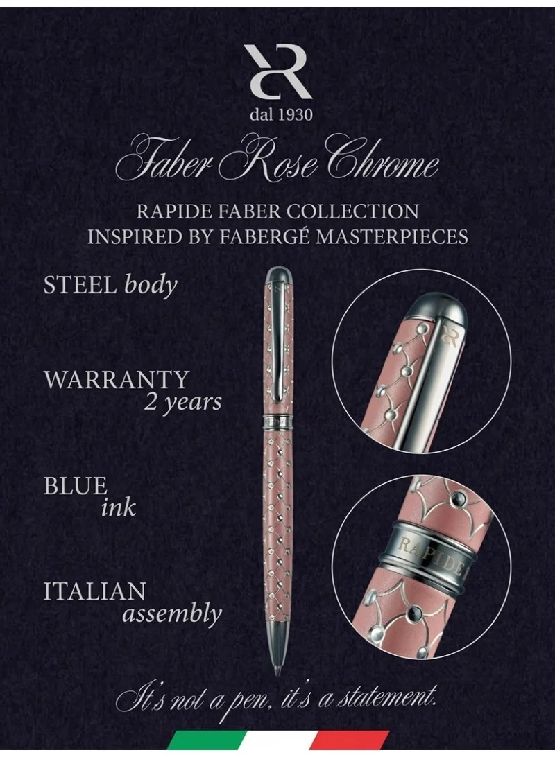 Ancora Ancora Rapide Faber Chrome Rose Ballpoint Pen | Luxury Italian Pen | Faberge Inspired | Handcrafted Design