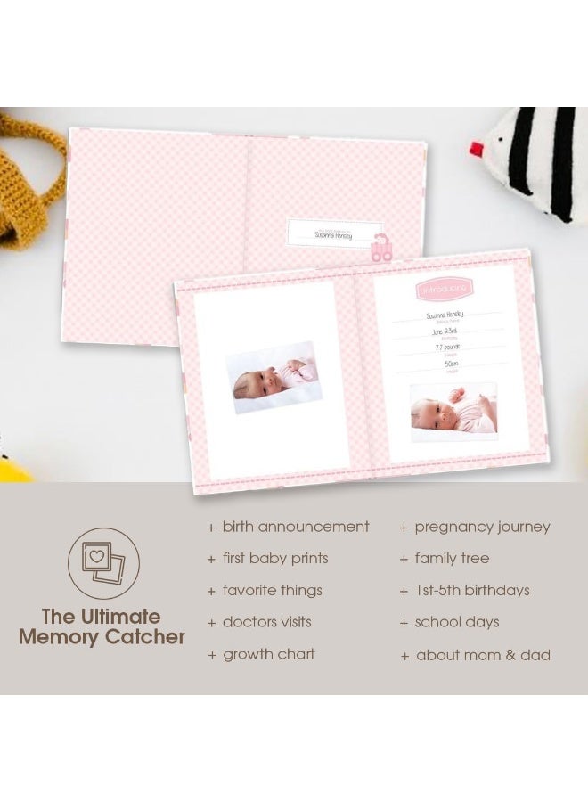 Lil Peach كتاب ذكريات الطفل ليل بيش للأعوام الخمسة الأولى، احتفظ بكل لحظة ثمينة، وردي ونقاط ملونة - Image 5