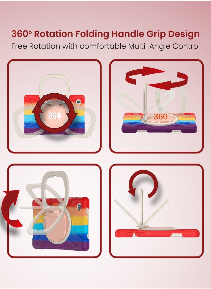 Moxedo Moxedo Shockproof Rugged Protective Colorful Case with 360 Rotating Kickstand , Shoulder Strap , Pen Holder for Kids Compatible for Samsung Galaxy Tab A7 Lite 8.7 Inch 2021 T220-T225 - Colorful Red  - Image 3