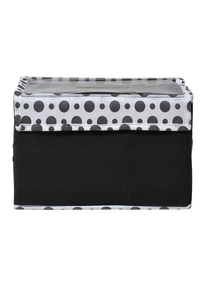 Kuber Industries Foldable Boxes For Storage - (Pack of 2) Multipurpose Storage Organizer For Clothes | Wardrobe | Closet | Toys | Books - Undergarment Organizer With Handle And Lid (Black-Polka Dots) - Image 3
