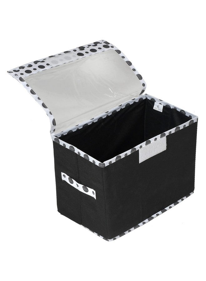 Kuber Industries Foldable Boxes For Storage - (Pack of 2) Multipurpose Storage Organizer For Clothes | Wardrobe | Closet | Toys | Books - Undergarment Organizer With Handle And Lid (Black-Polka Dots) - Image 4