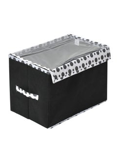 Kuber Industries Kuber Industries Foldable Boxes For Storage - (Pack of 2) Multipurpose Storage Organizer For Clothes | Wardrobe | Closet | Toys | Books - Undergarment Organizer With Handle And Lid (Black-Polka Dots)  - Image 2