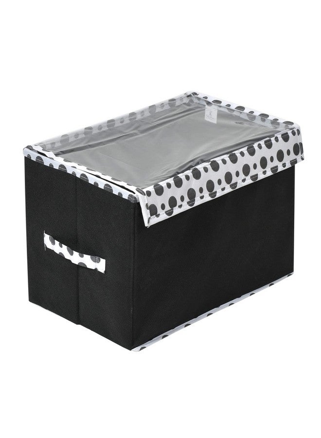 Kuber Industries Foldable Boxes For Storage - (Pack of 2) Multipurpose Storage Organizer For Clothes | Wardrobe | Closet | Toys | Books - Undergarment Organizer With Handle And Lid (Black-Polka Dots) - Image 2